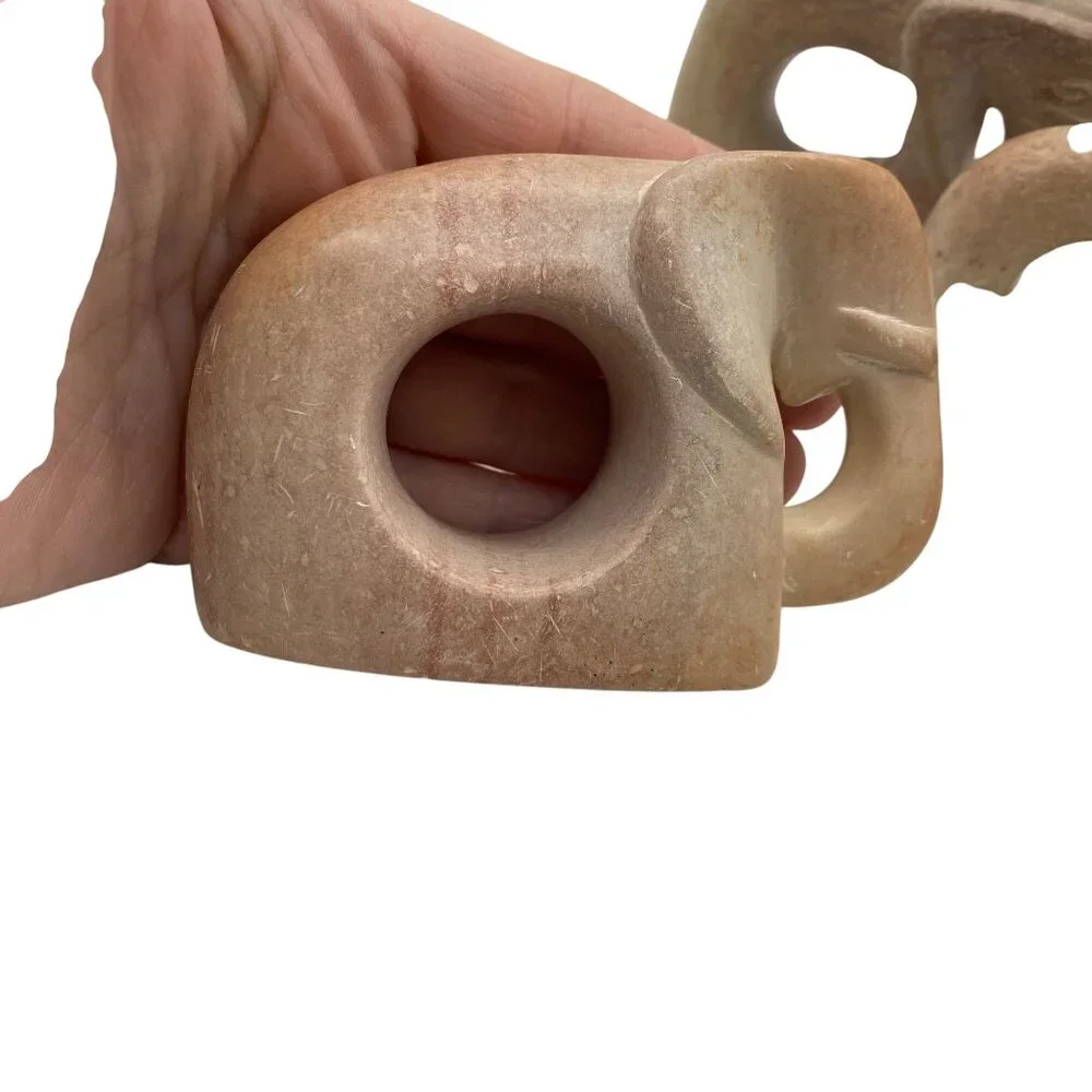 Kenyan Soapstone hand carved Elephant napkin rings set of four tableware dinnerw